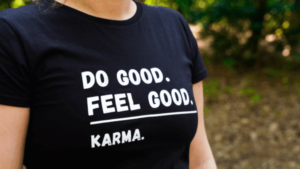 ‘DO GOOD. FEEL GOOD. KARMA.’ – ORGANIC COTTON T-SHIRT (Female)