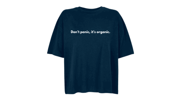 'Don't panic, it's organic.' - Oversized Organic Cotton T-Shirt (Female) - Image 4