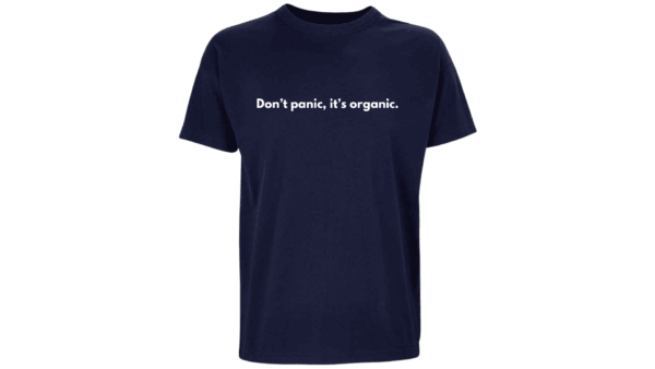 'Don't panic it's organic.' - Oversized Organic T-Shirt (Male) - Image 13