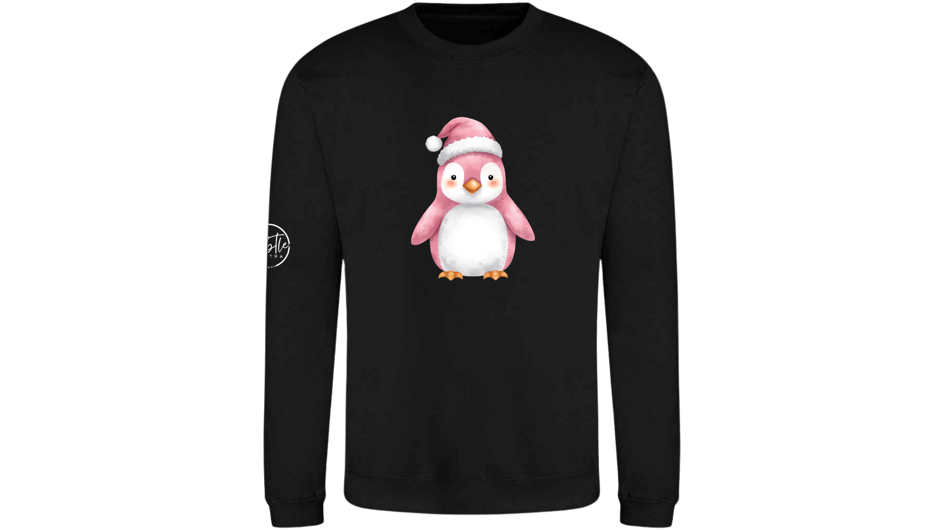 Kids Christmas Penguin Jumper Black