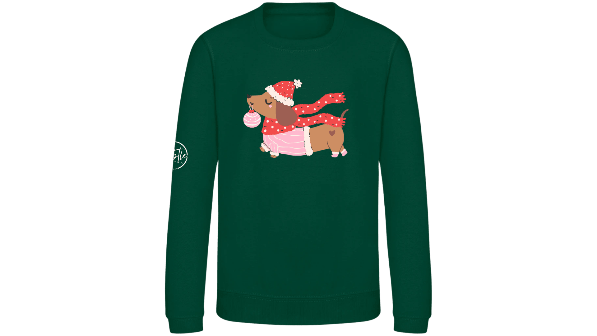 Kids Christmas Jumper Pooch Green