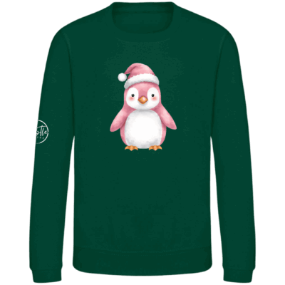 Kids Christmas Penguin Jumper Green